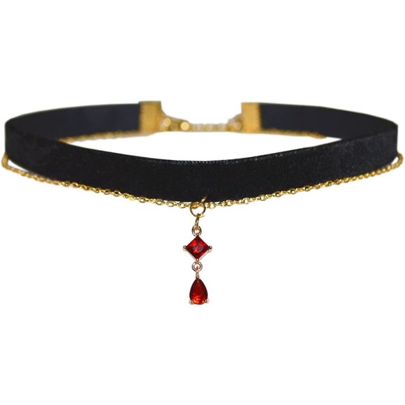 Jewelry - Black Velvet Red Pendant Choker Necklace for Women Gothic Lace Chokers Necklace